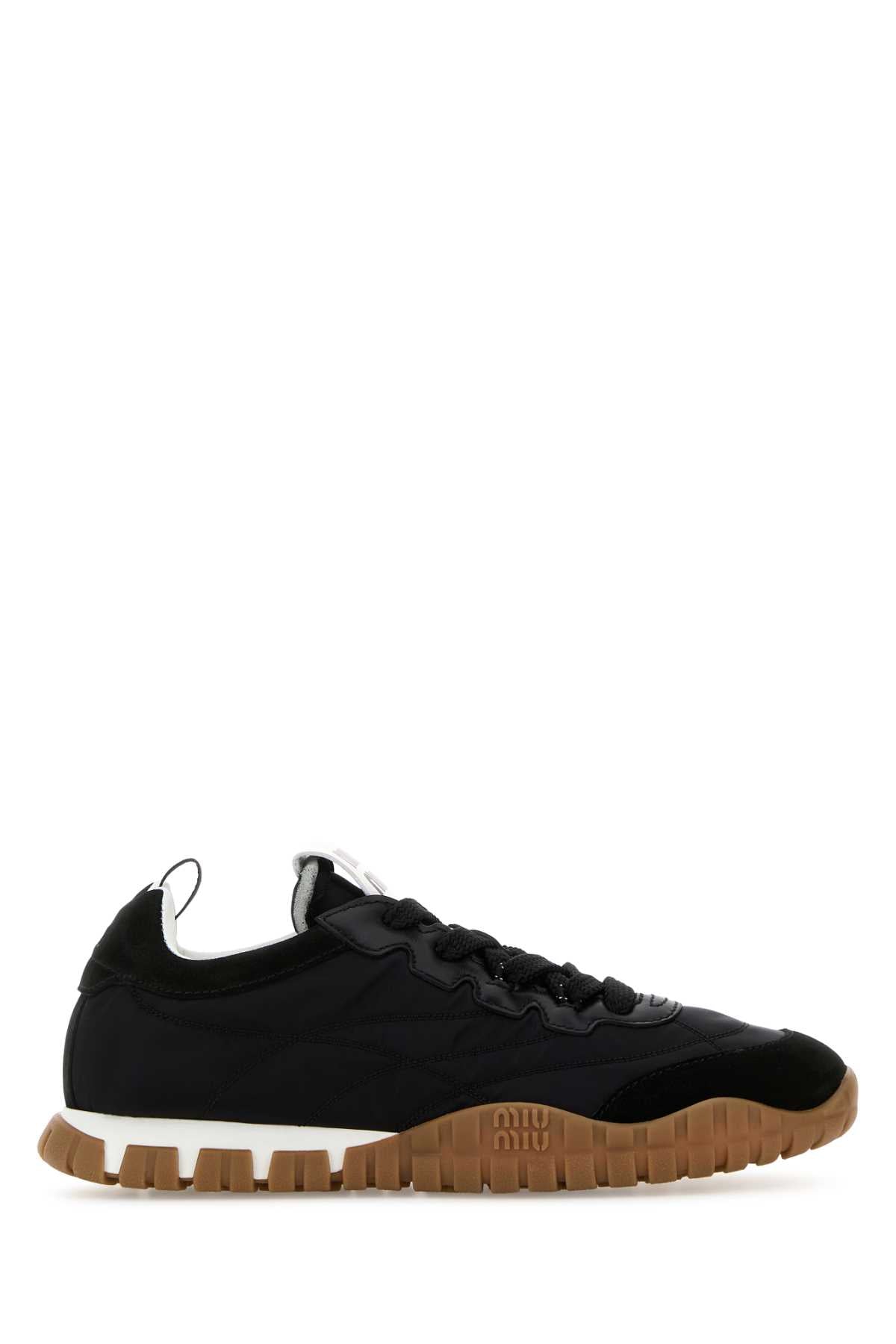 Miu Miu Women Black Re-Nylon And Suede Sneakers MIU MIU