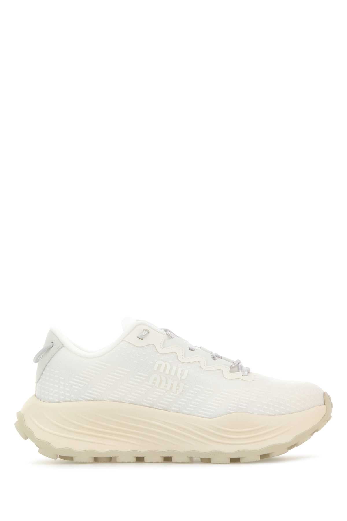 Miu Miu Women White Fabric Sneakers MIU MIU