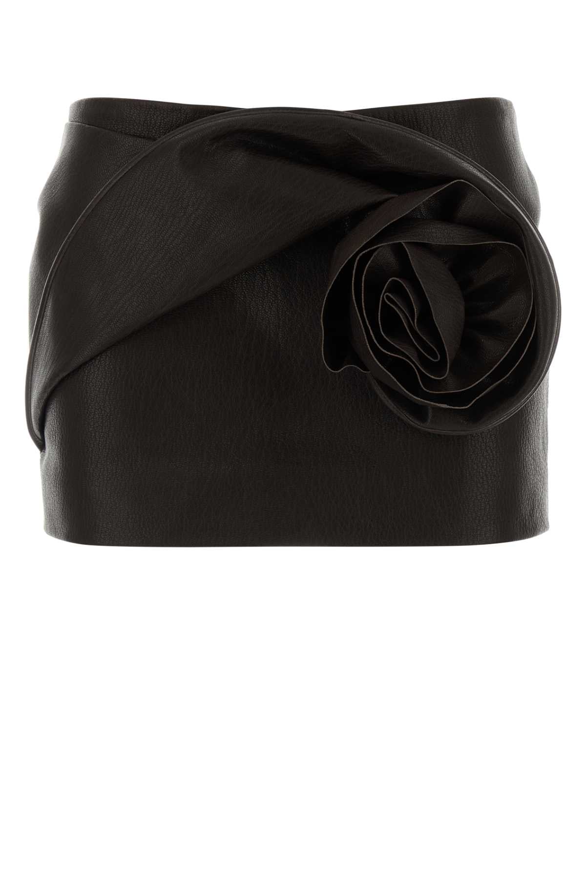 Magda Butrym Women Dark Brown Leather Mini Skirt MAGDA BUTRYM