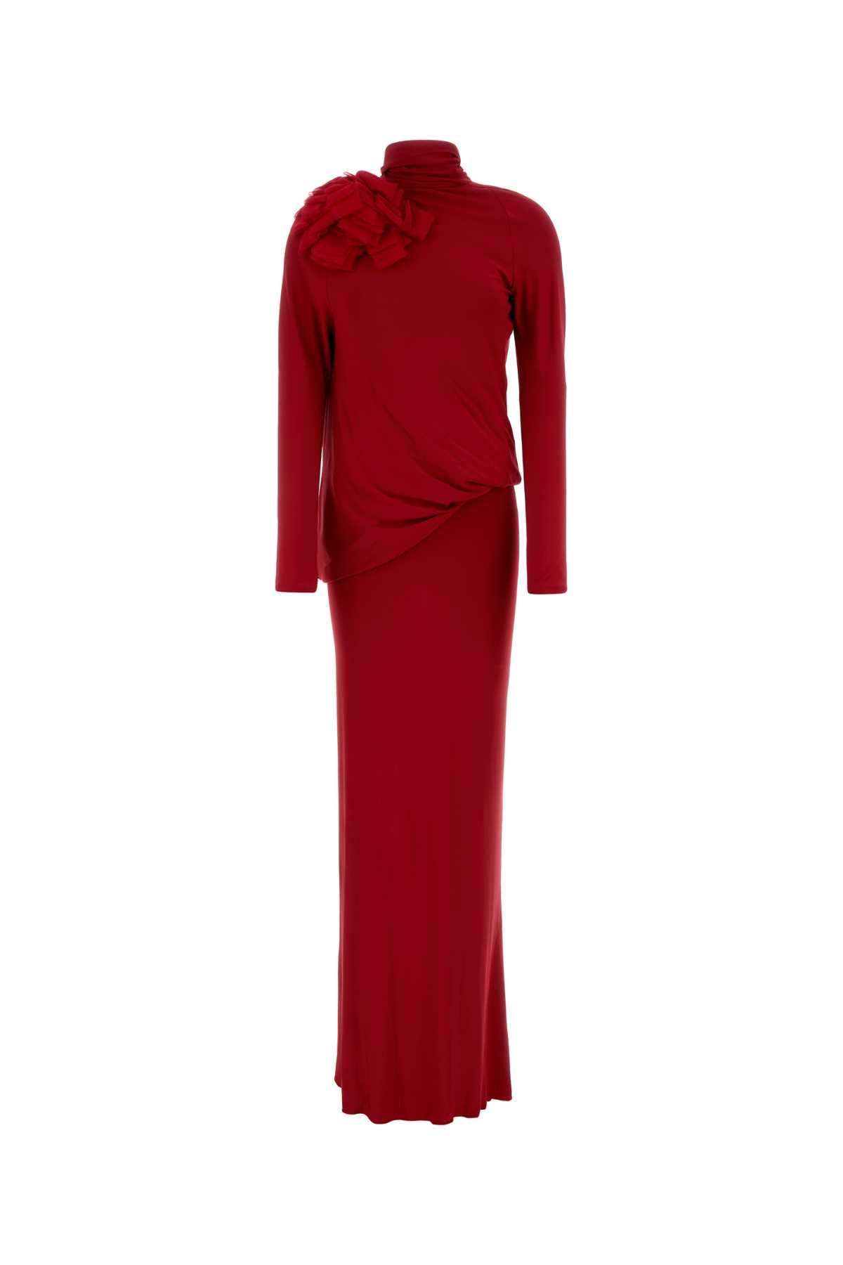 Magda Butrym Women Red Stretch Jersey Long Dress MAGDA BUTRYM