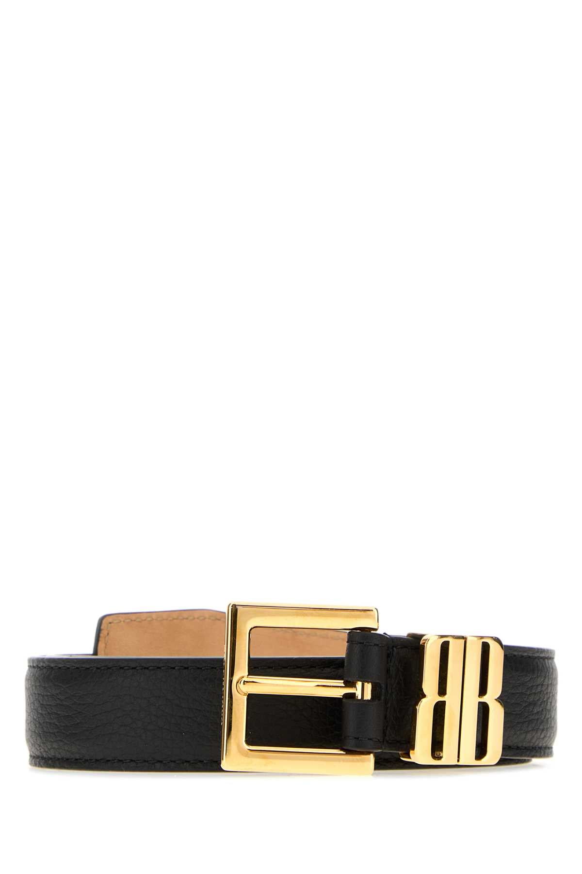 Balenciaga Women Black Leather Bb Editor Belt BALENCIAGA