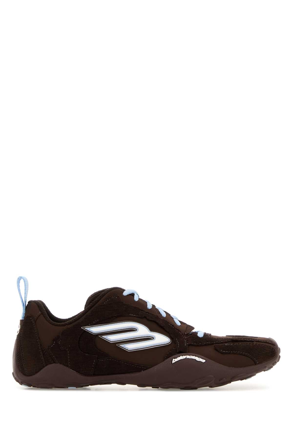 Balenciaga Women Brown Canvas And Corduroy Monday Ultra Sneakers BALENCIAGA