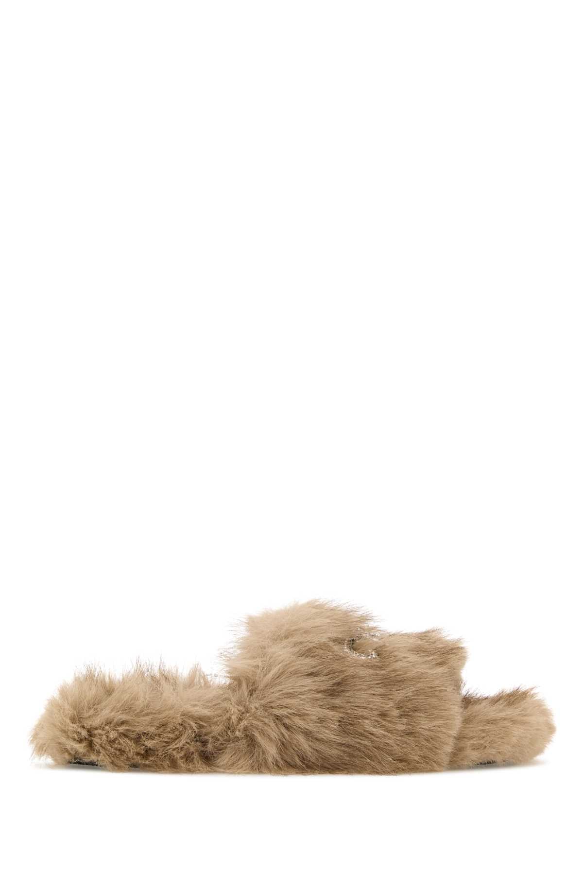 Balenciaga Women Beige Eco Fur Slippers BALENCIAGA