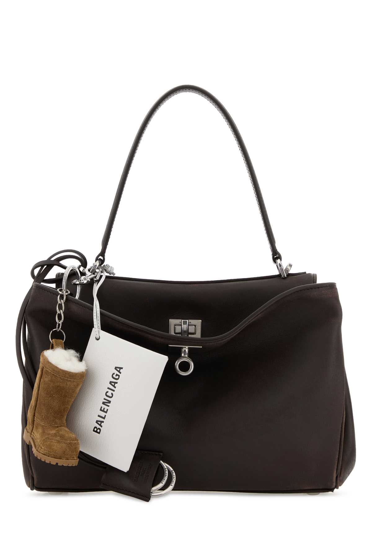 Balenciaga Women Dark Brown Leather Small Rodeo Handbag BALENCIAGA