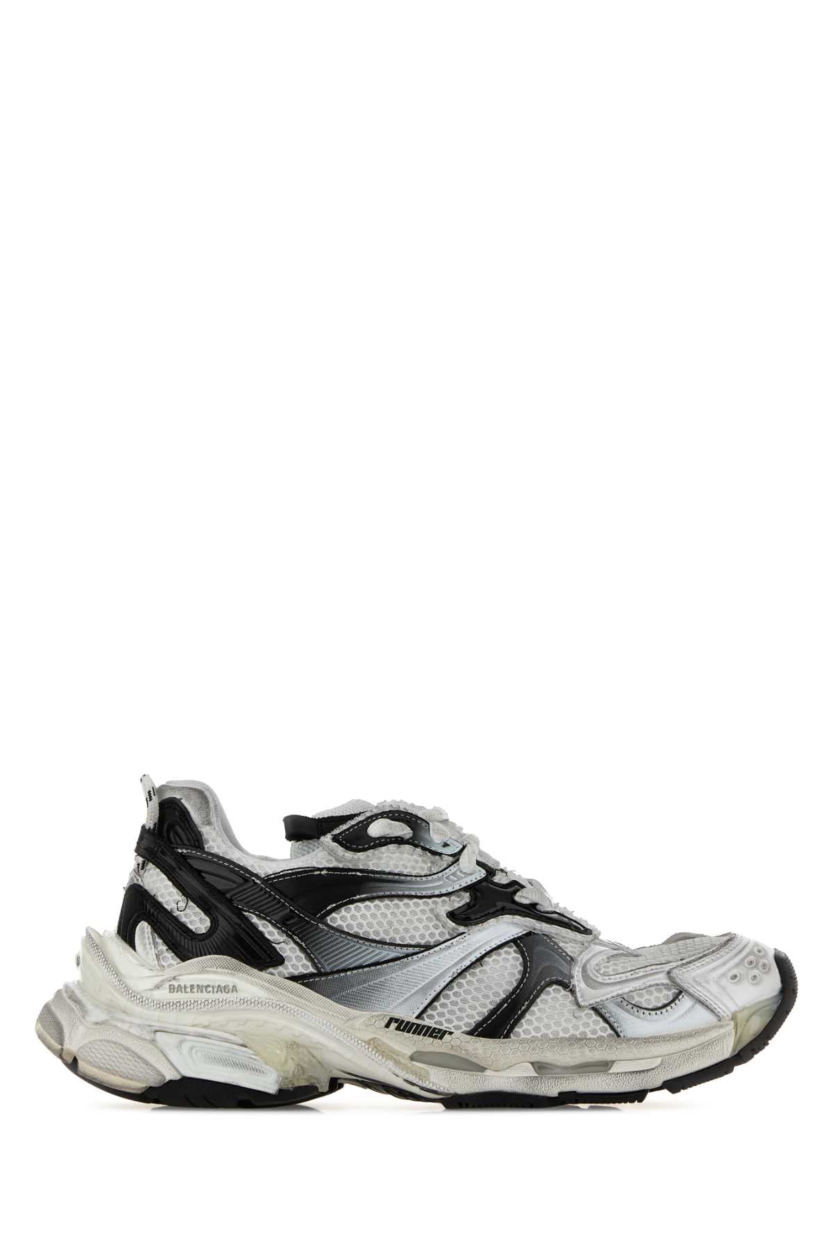 Balenciaga Men White Mesh Runner 2 Sneakers BALENCIAGA