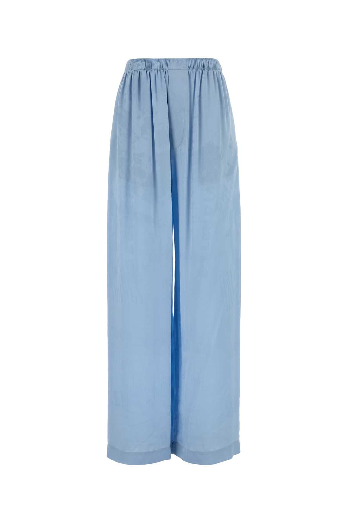 Balenciaga Women Light Blue Silk Wide-Leg Pant BALENCIAGA