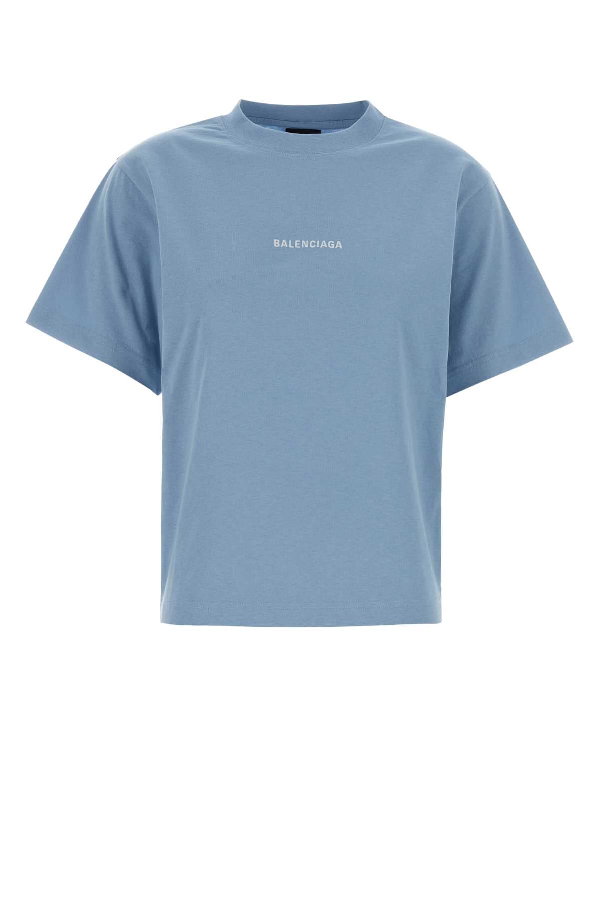Balenciaga Women Light Blue Cotton T-Shirt BALENCIAGA