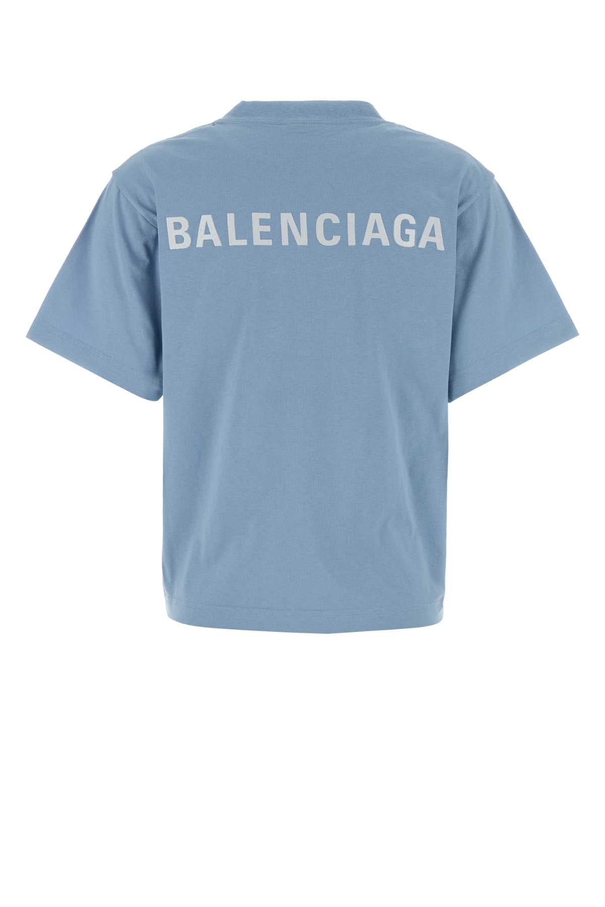 Balenciaga Women Light Blue Cotton T-Shirt BALENCIAGA