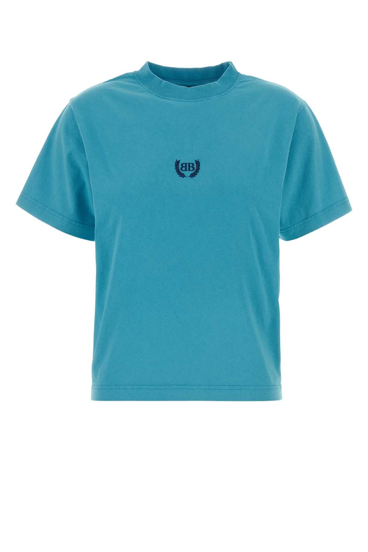 Balenciaga Women Turquoise Cotton T-Shirt BALENCIAGA