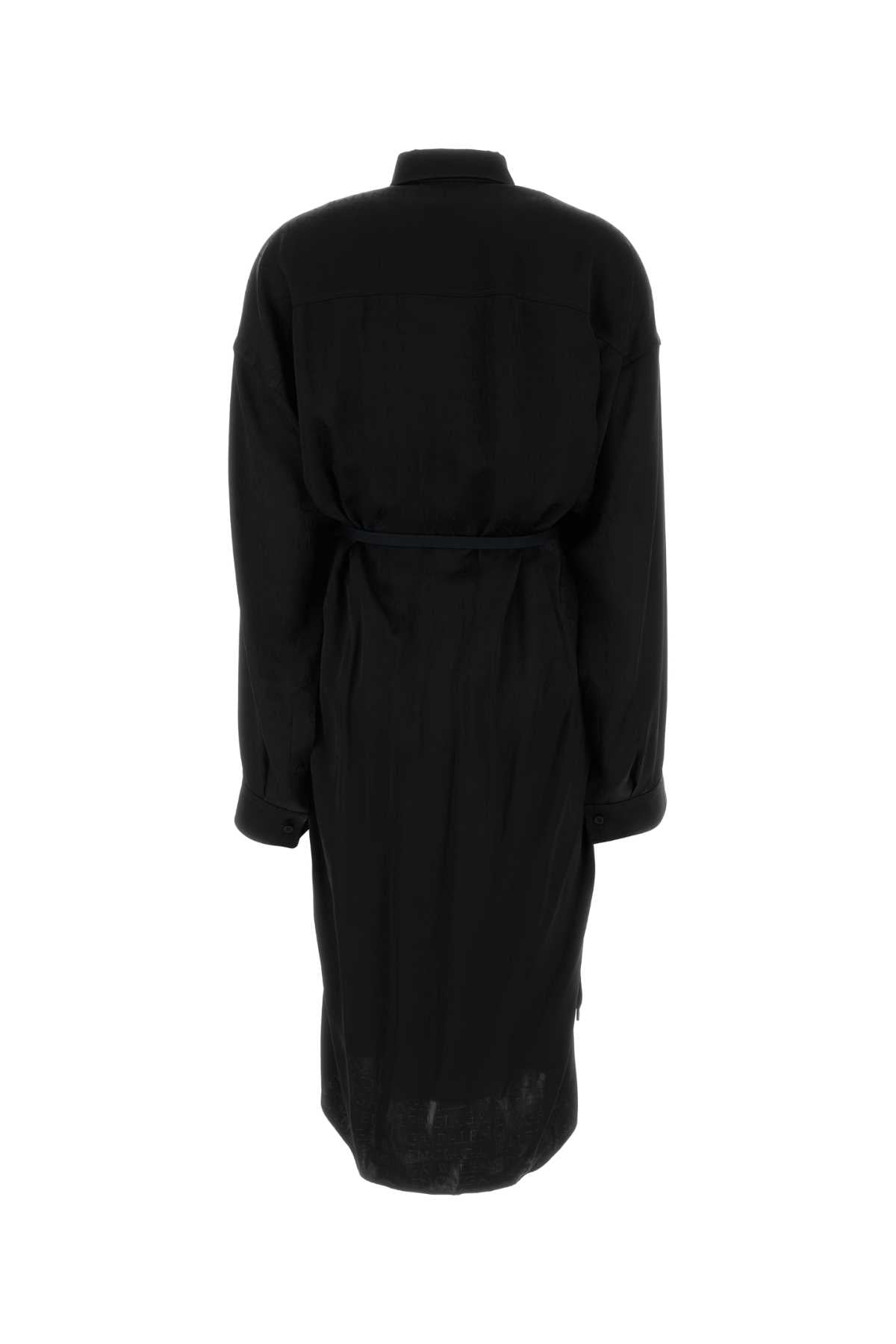 Balenciaga Women Black Satin Shirt Dress BALENCIAGA