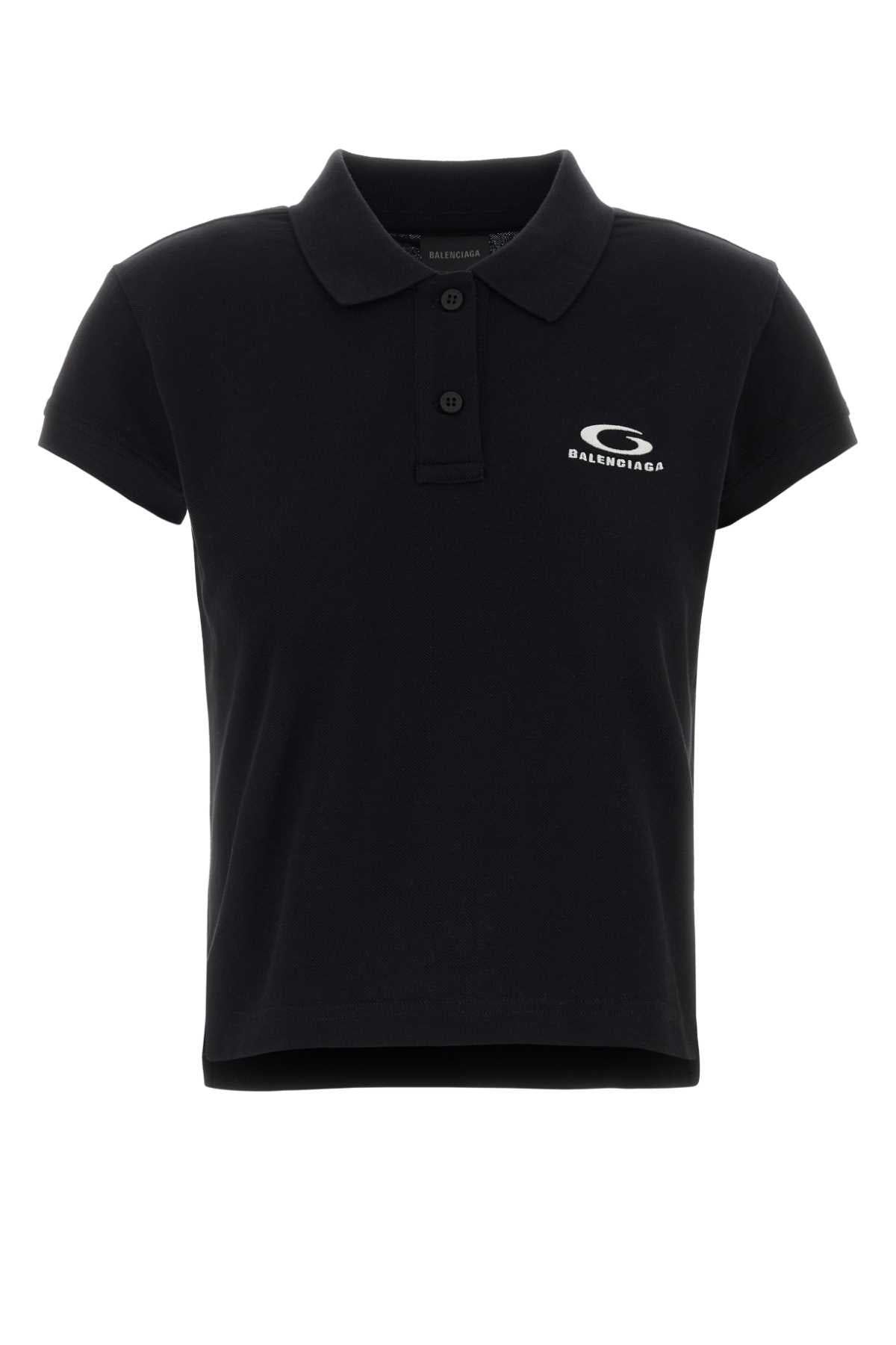 Balenciaga Women Black Piquet Polo Shirt BALENCIAGA