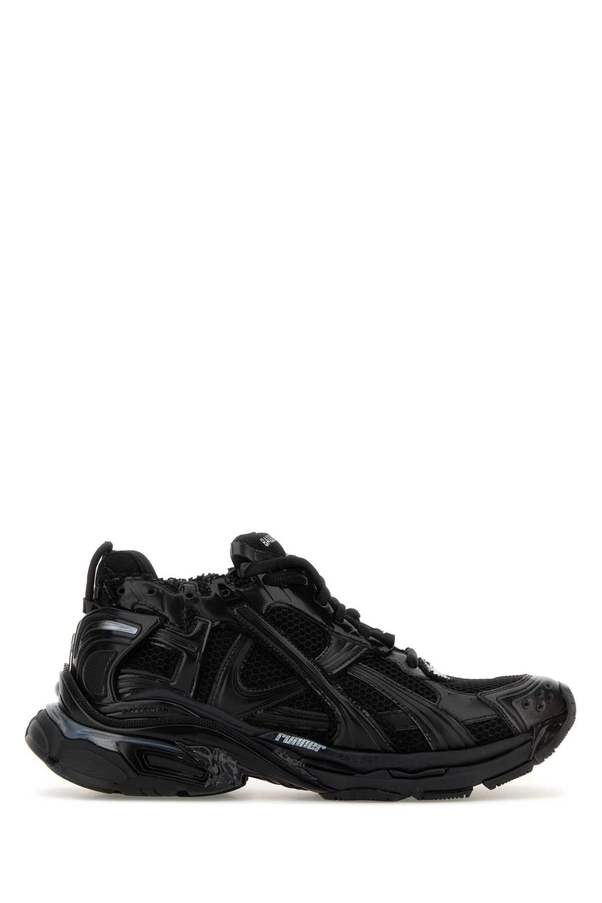 Balenciaga Men Black Mesh And Rubber Runner Led Sneakers BALENCIAGA