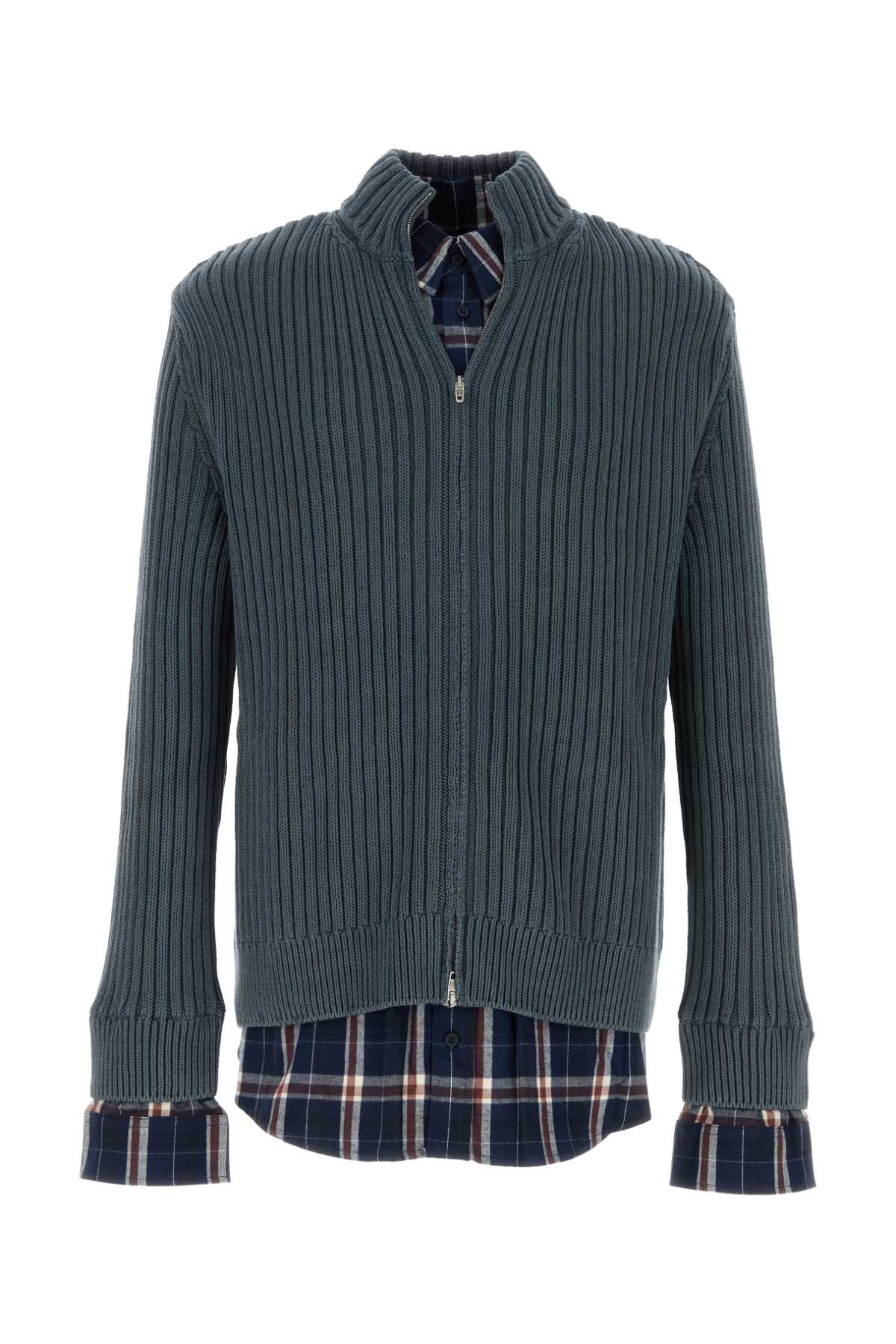 Balenciaga Men Petrol Blue Cotton Cardigan BALENCIAGA