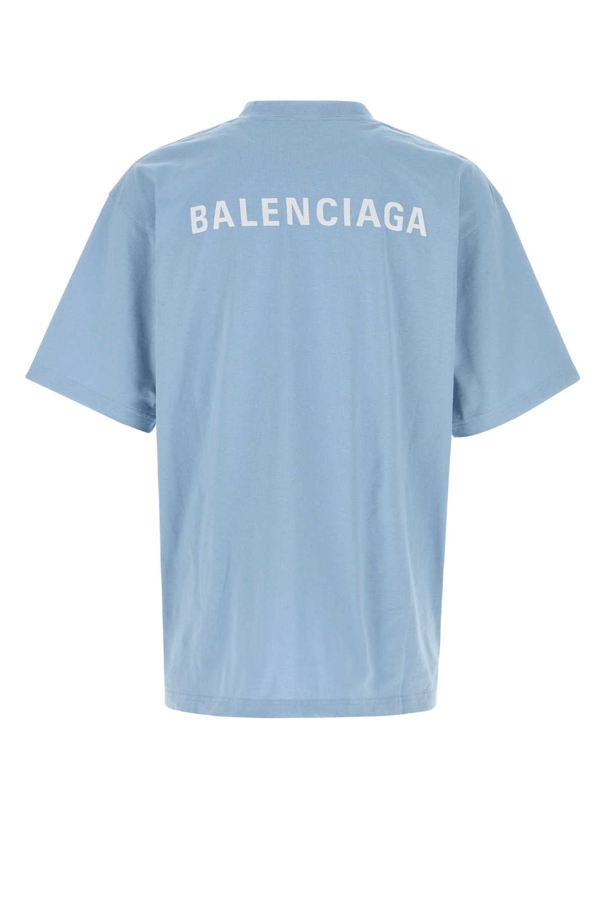 Balenciaga Men Light Blue Cotton T-Shirt BALENCIAGA