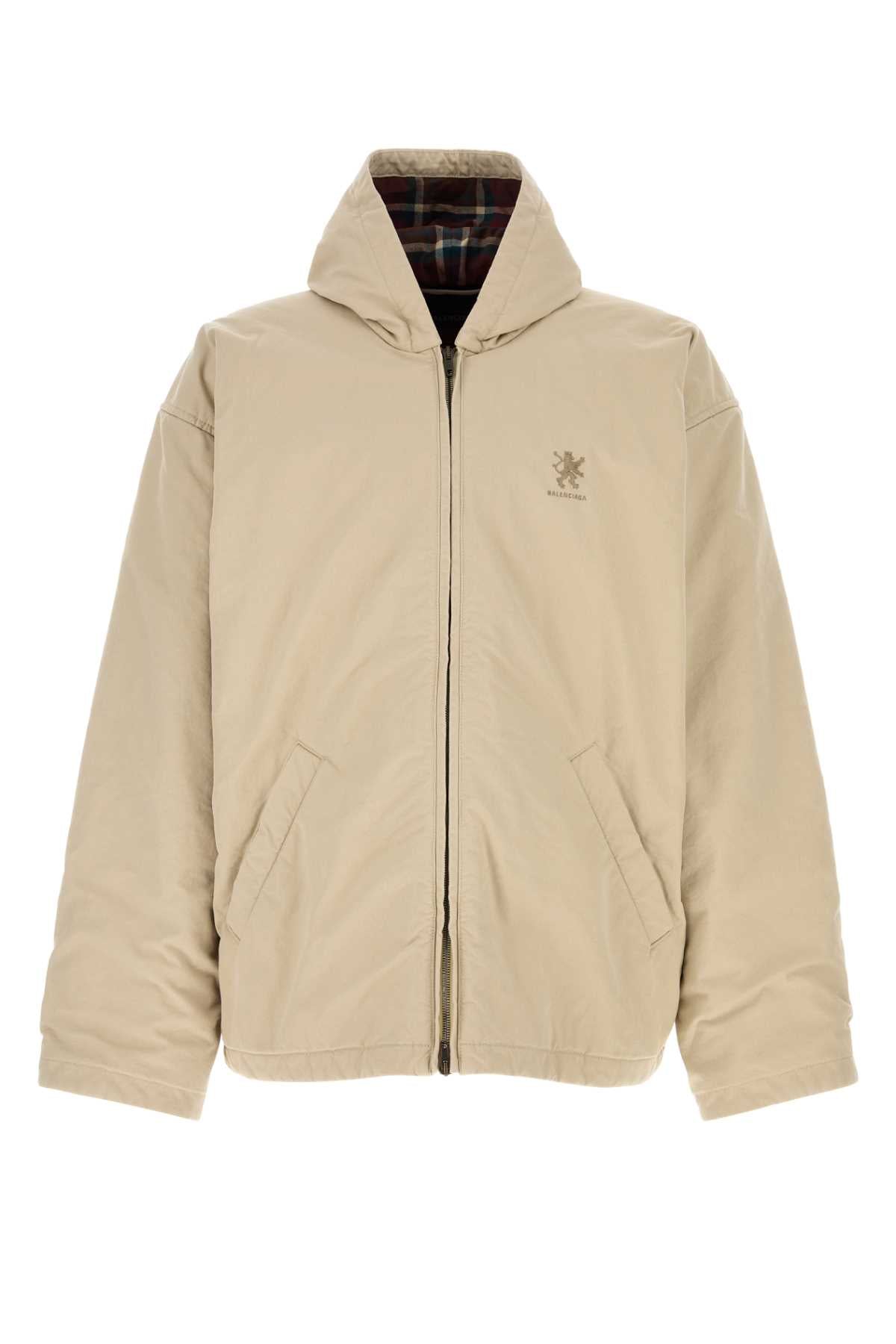 Balenciaga Men Sand Cotton Blend Oversize Padded Jacket BALENCIAGA