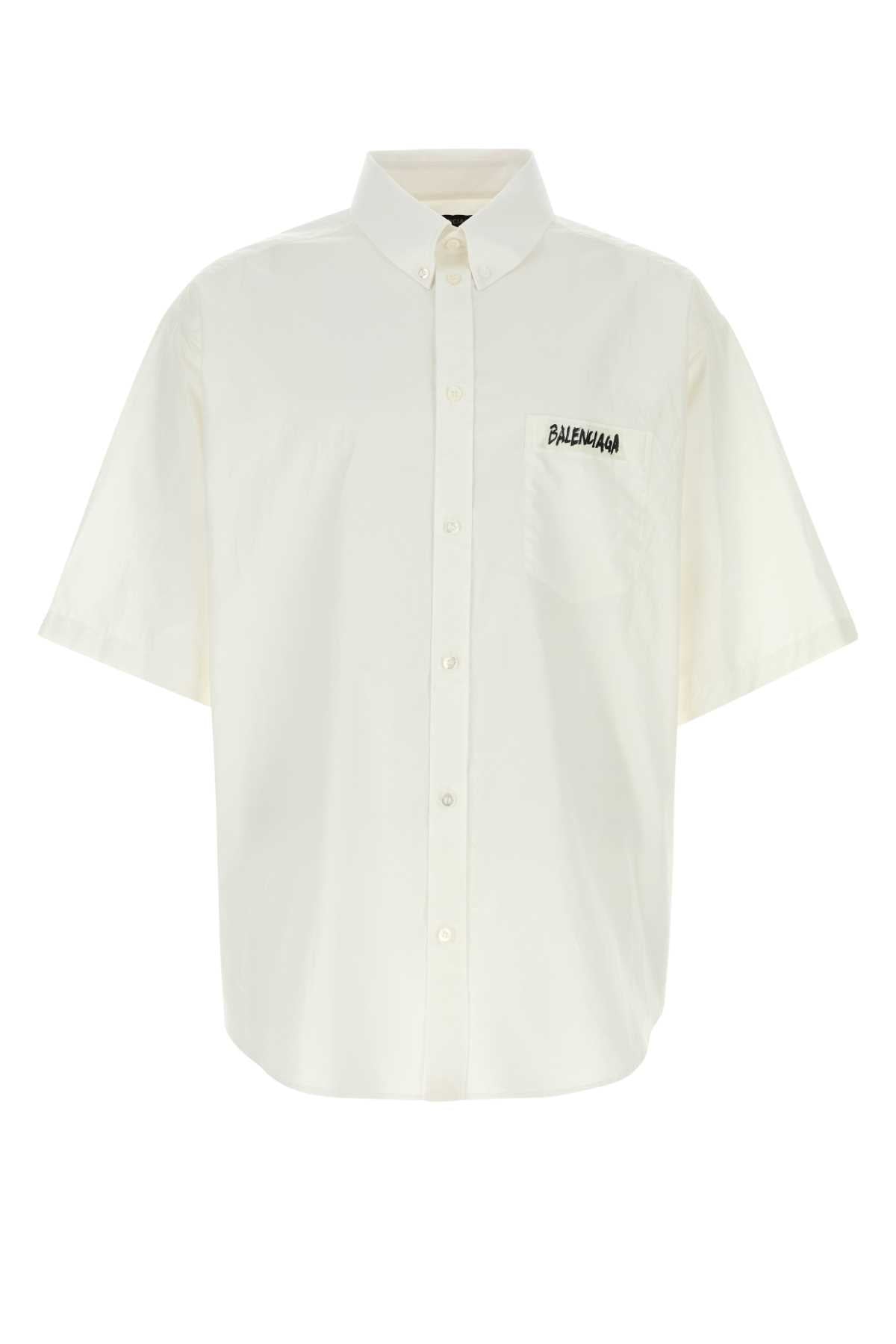 Balenciaga Men White Poplin Oversize Shirt BALENCIAGA