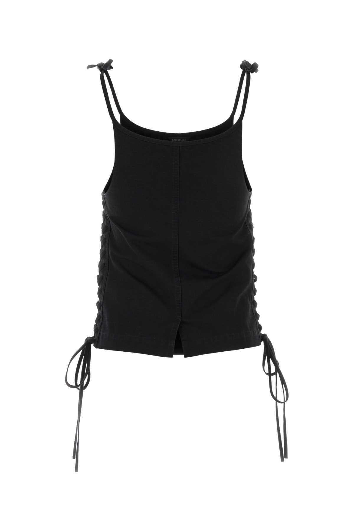 Balenciaga Women Black Cotton Tank Top BALENCIAGA