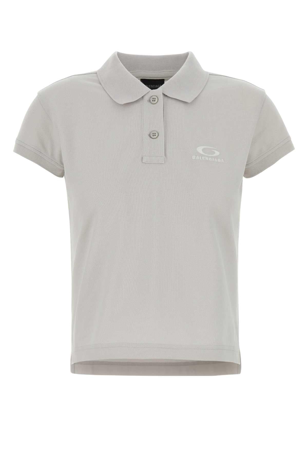 Balenciaga Women Light Grey Piquet Polo Shirt BALENCIAGA