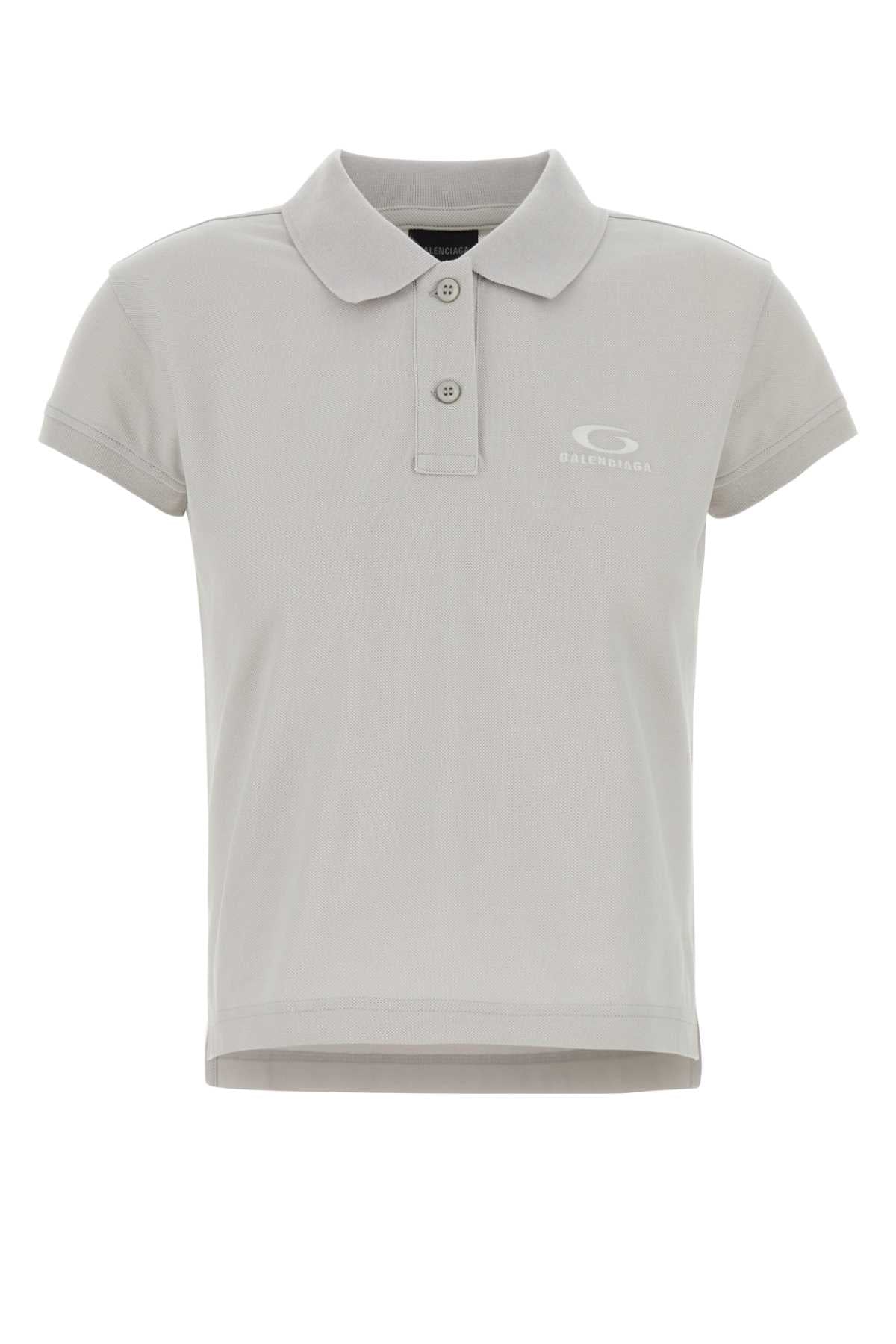Balenciaga Women Light Grey Piquet Polo Shirt BALENCIAGA