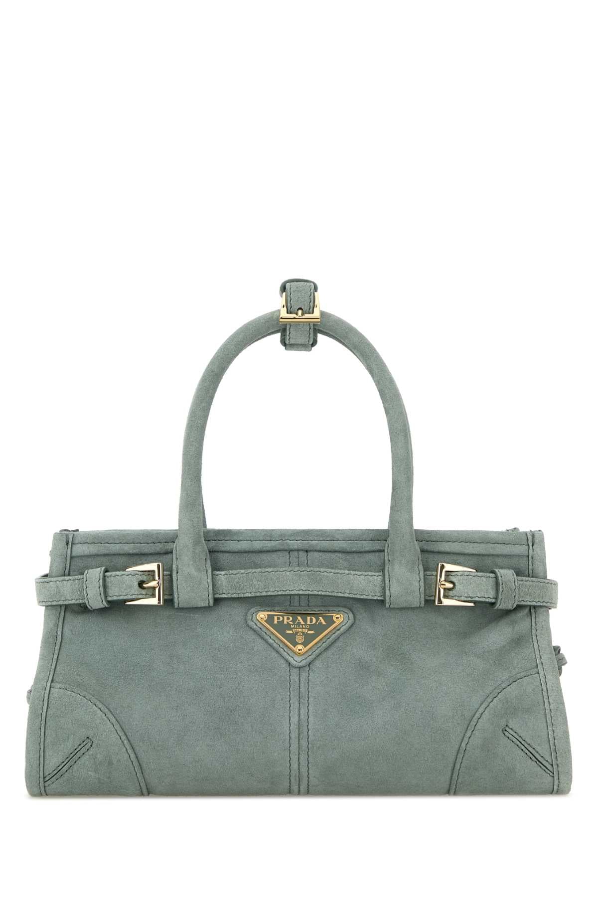 Prada Women Sea Green Suede Mini Prada Bonnie Handbag PRADA