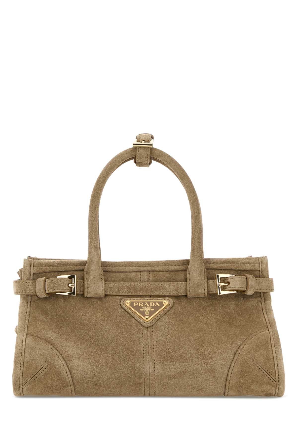 Prada Women Sand Suede Mini Prada Bonnie Handbag PRADA