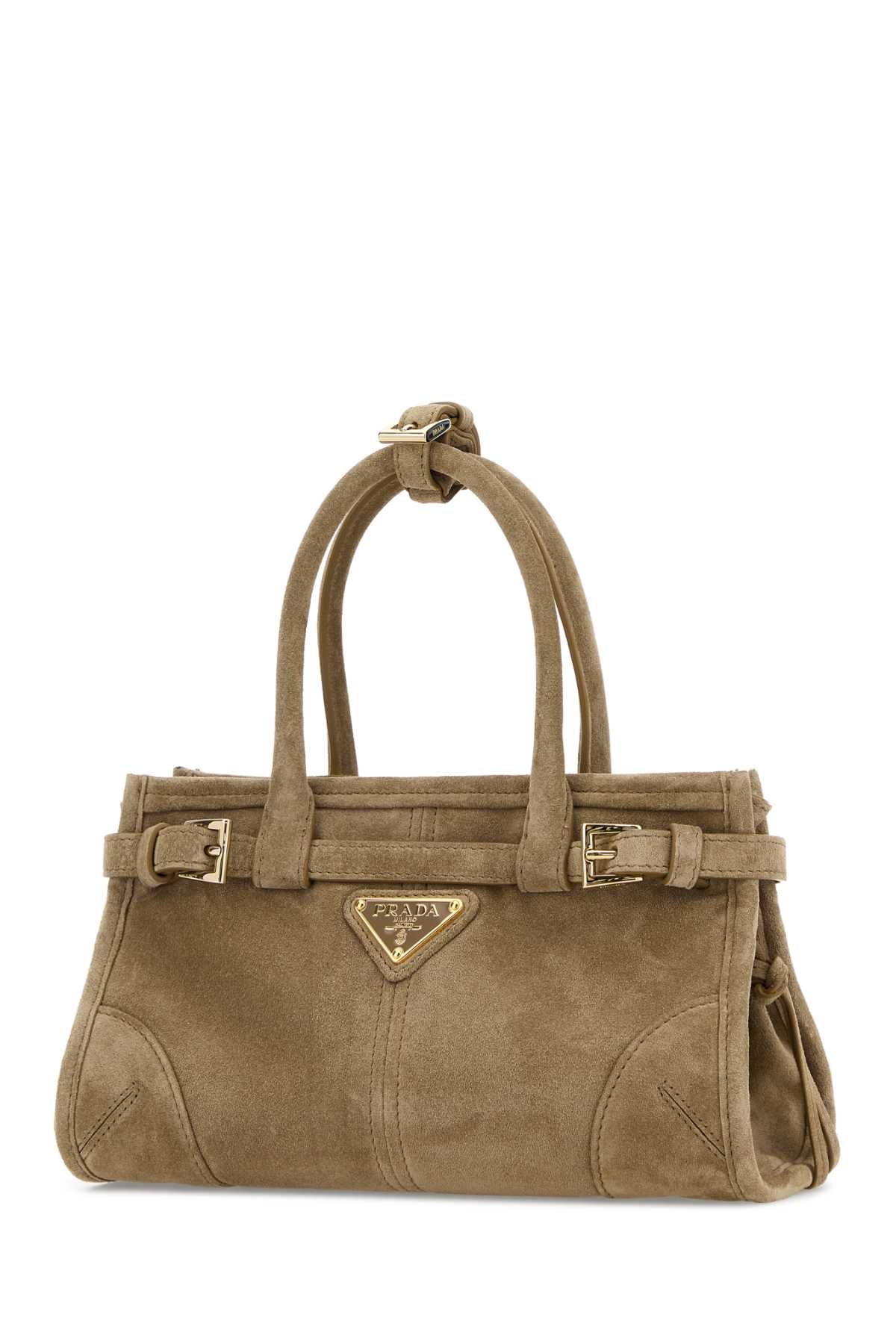Prada Women Sand Suede Mini Prada Bonnie Handbag PRADA