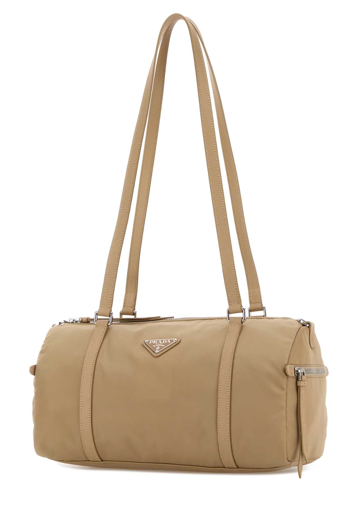 Prada Women Beige Re-Nylon Large Shoulder Bag PRADA
