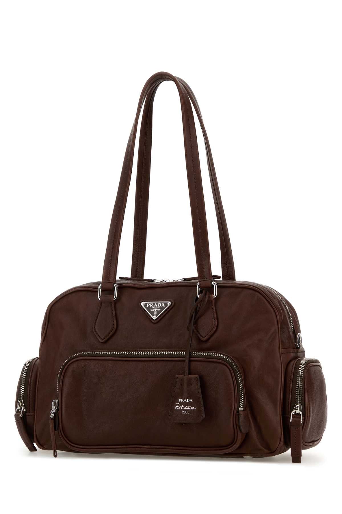 Prada Women Chocolate Leather Shoulder Bag PRADA