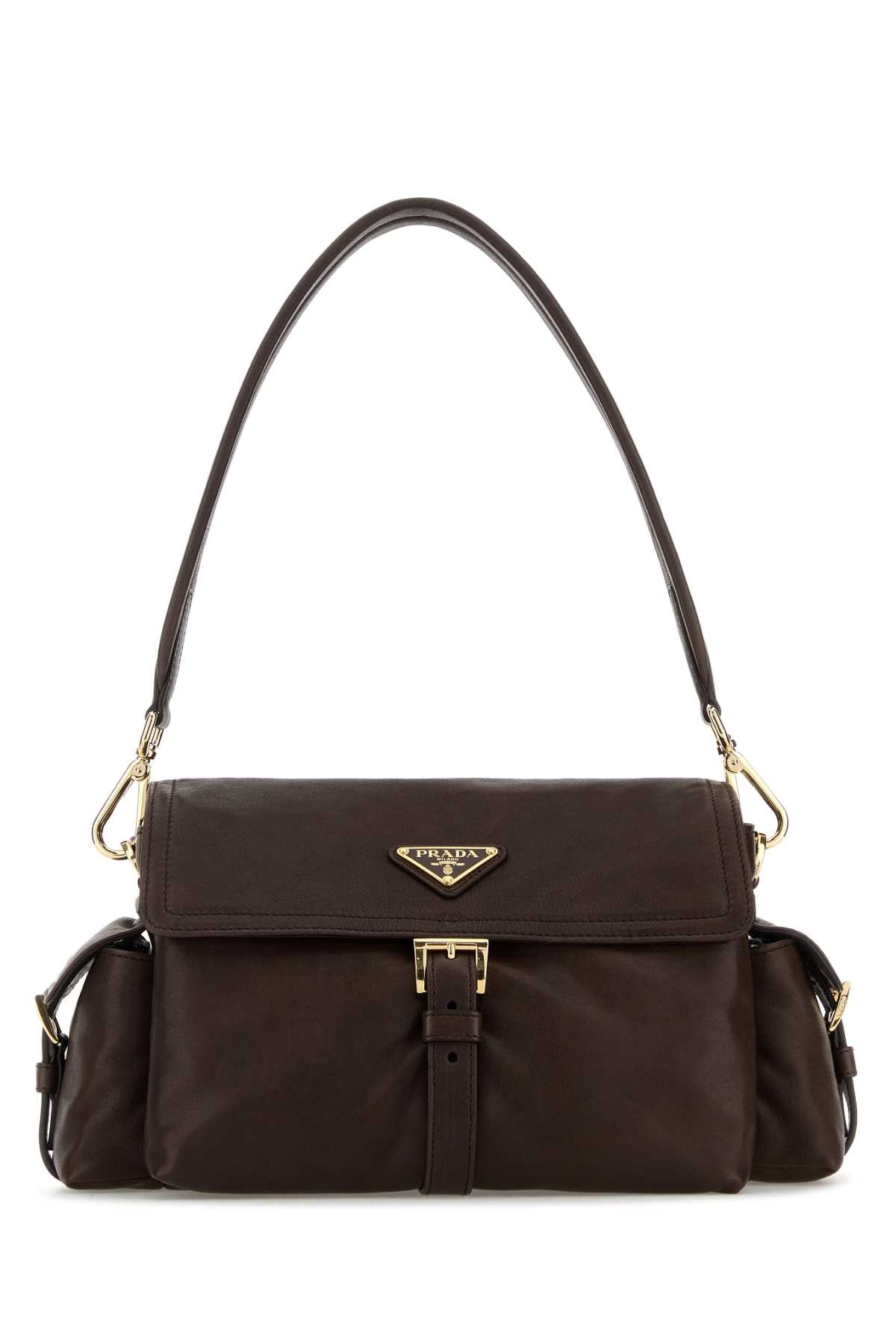 Prada Women Dark Brown Nappa Leather Prada Explore Shoulder Bag PRADA