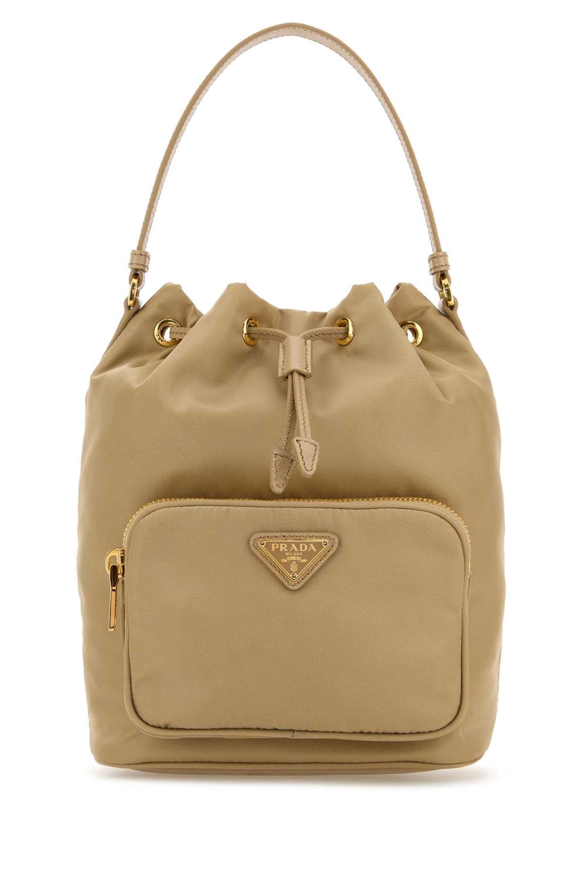 Prada Women Beige Re-Nylon Duet Bucket Bag PRADA