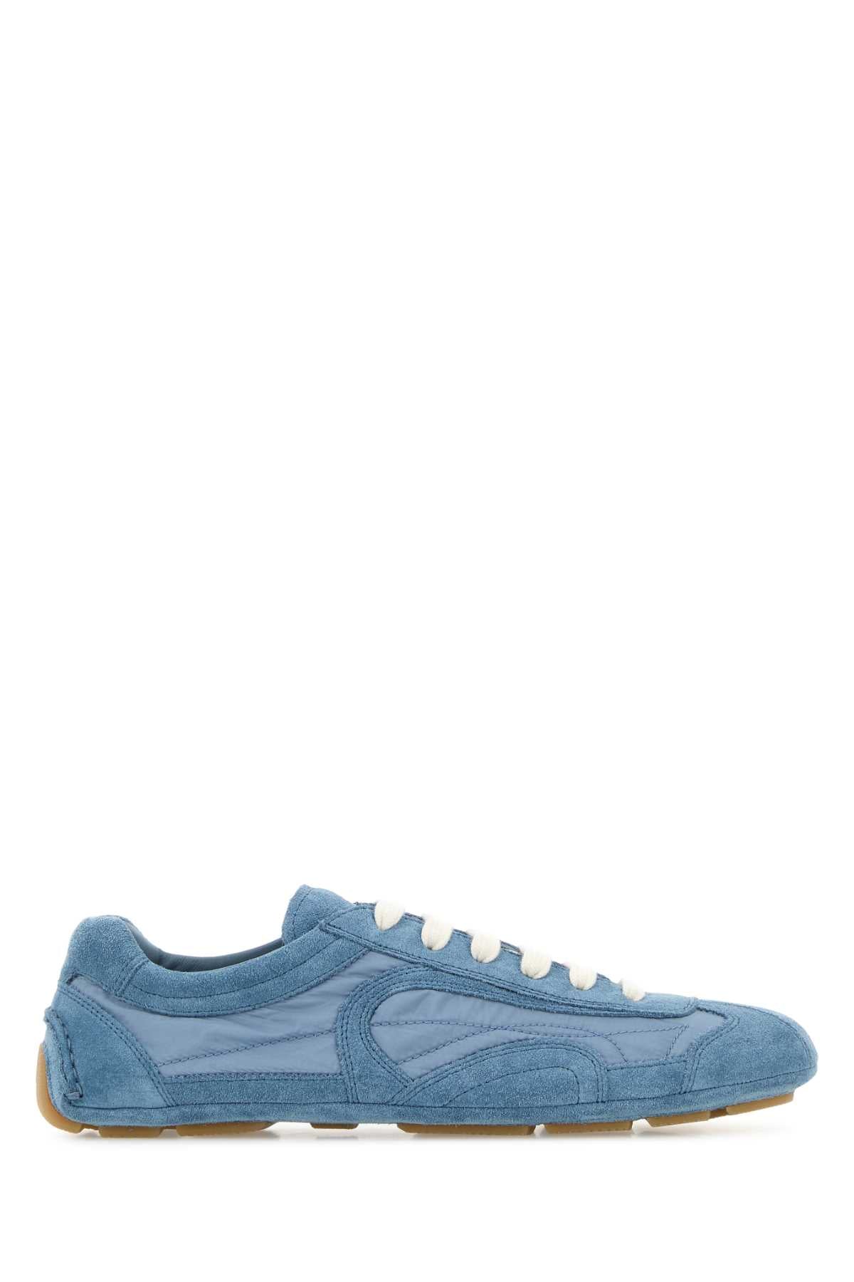 Prada Women Light Blue Suede And Re-Nylon Montecarlo Re-Edition 2005 Sneakers PRADA