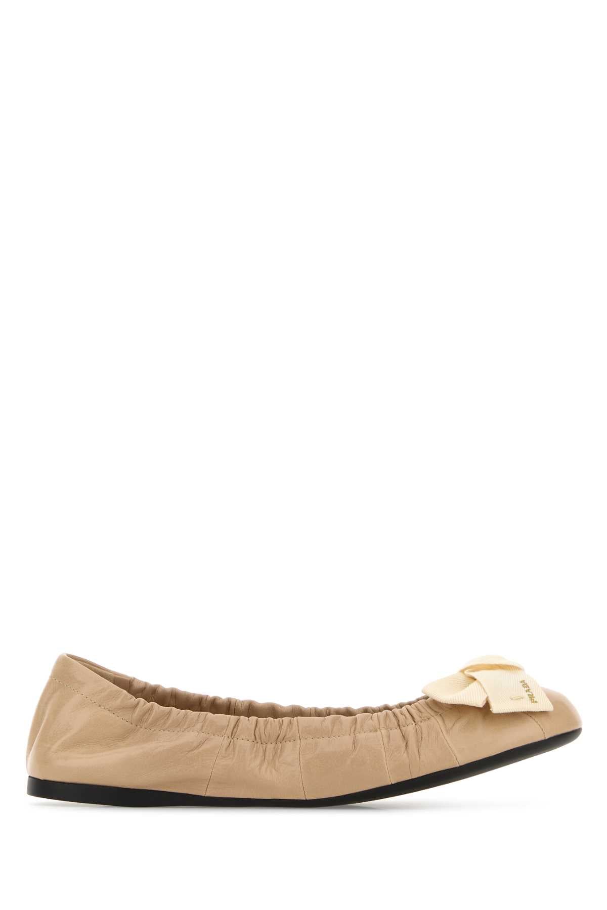 Prada Women Beige Leather Ballerinas PRADA