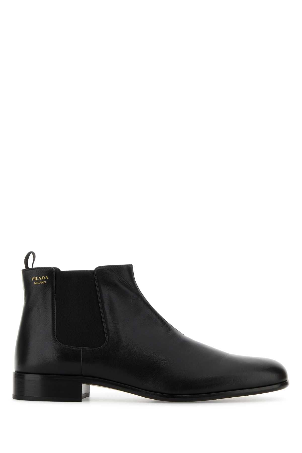 Prada Women Black Leather Ankle Boots PRADA