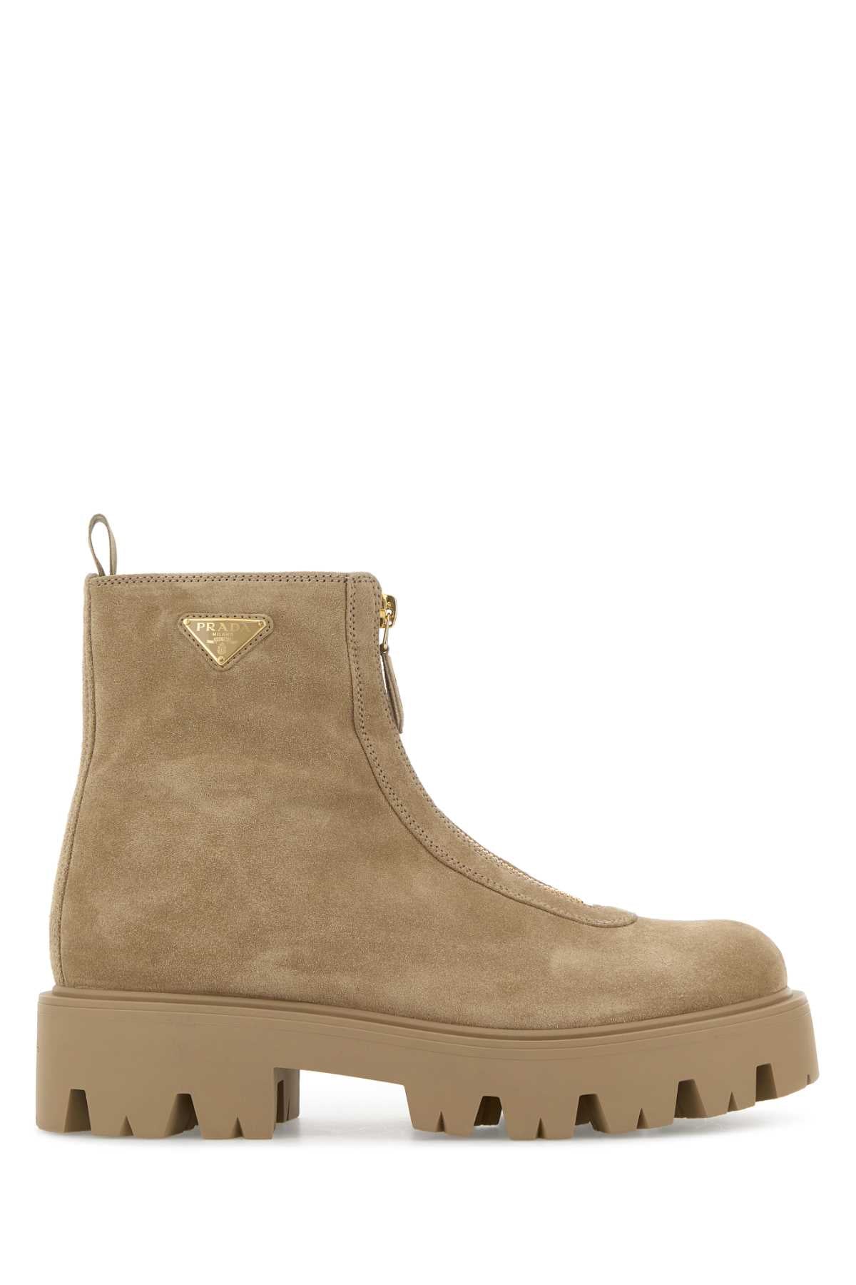 Prada Women Sand Suede Ankle Boots PRADA