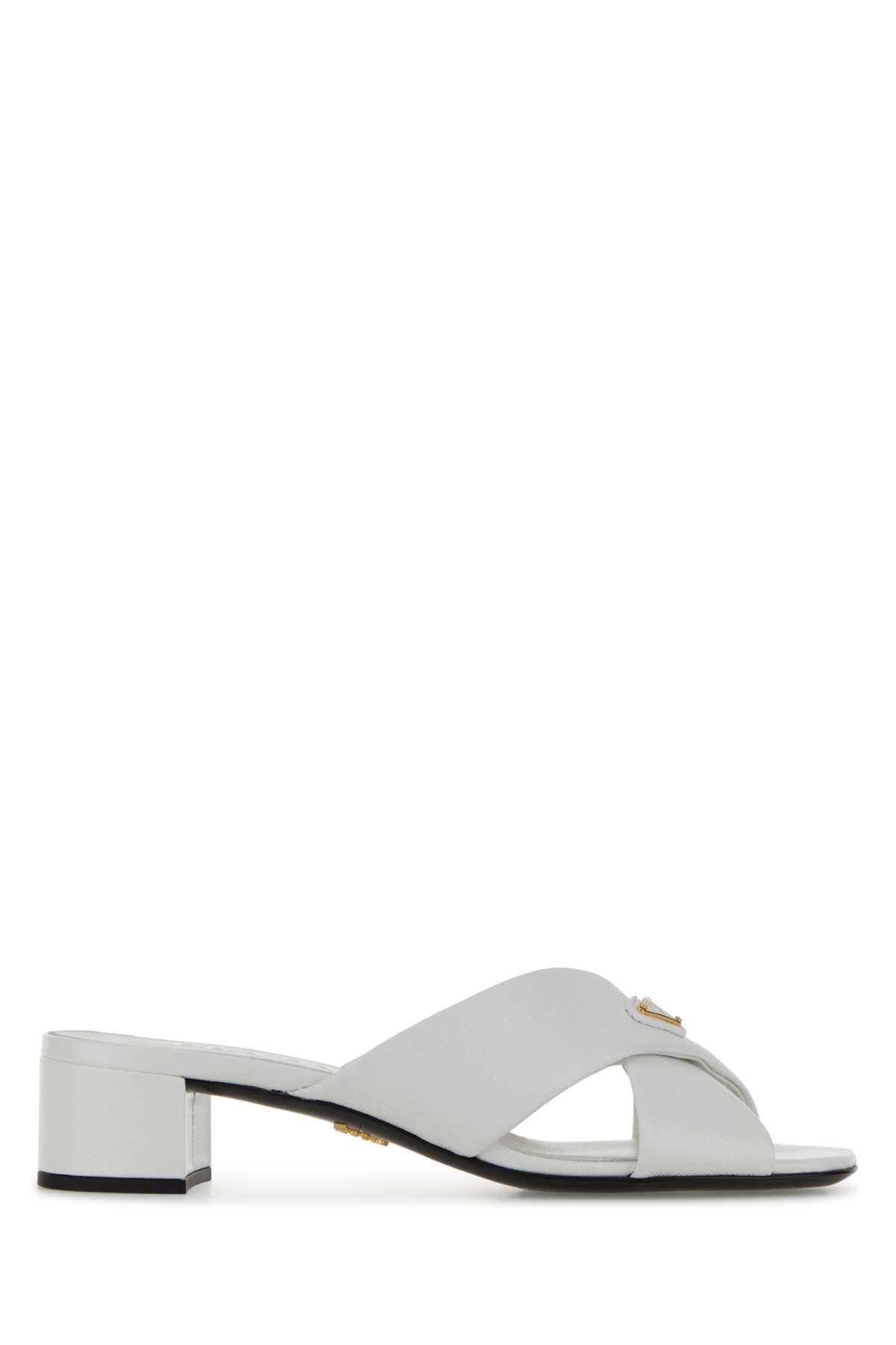 Prada Women White Leather Mules PRADA
