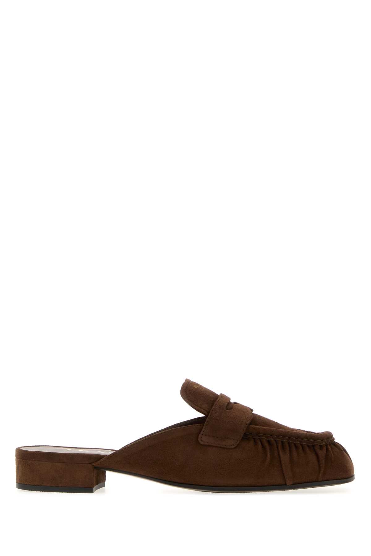 Prada Women Brown Suede Slippers PRADA