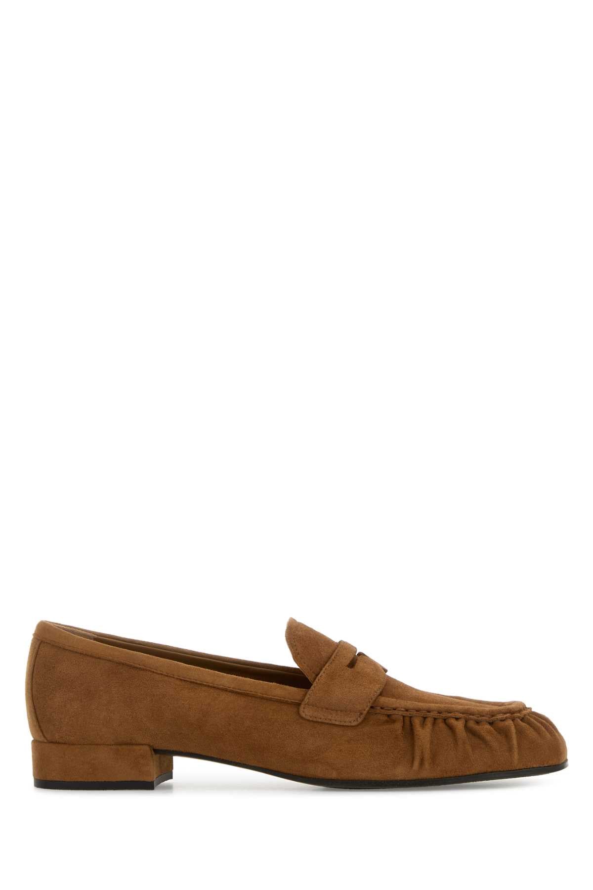 Prada Women Camel Suede Loafers PRADA