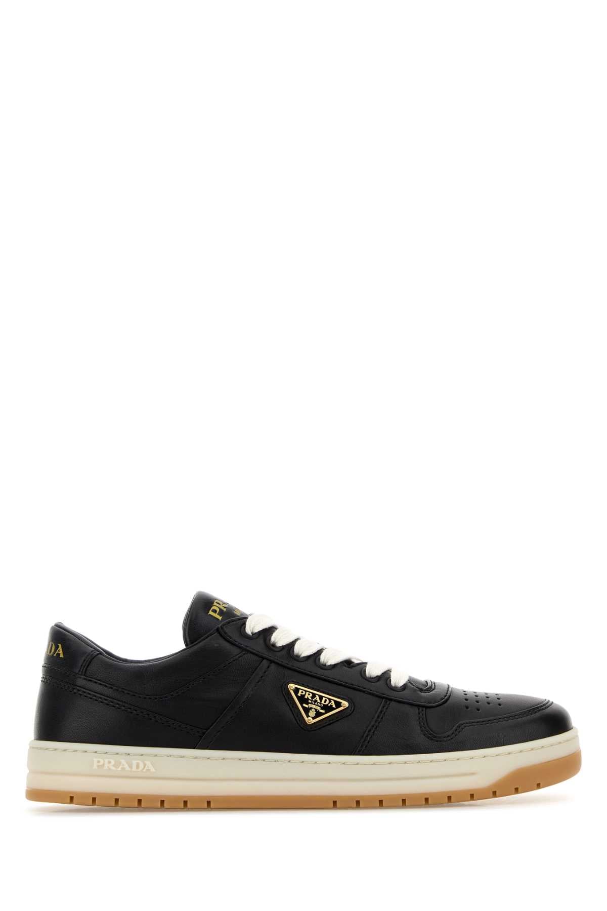 Prada Women Black Nappa Leather Downtown Sneakers PRADA