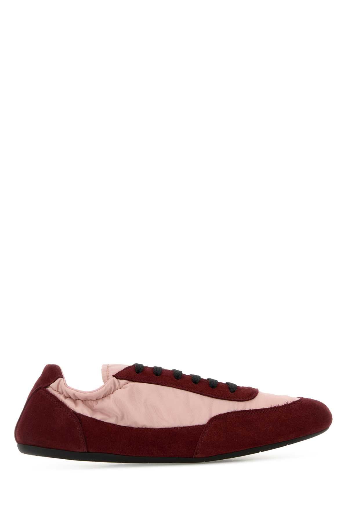 Prada Women Two-Tone Re-Nylon And Suede Collapse Sneakers PRADA