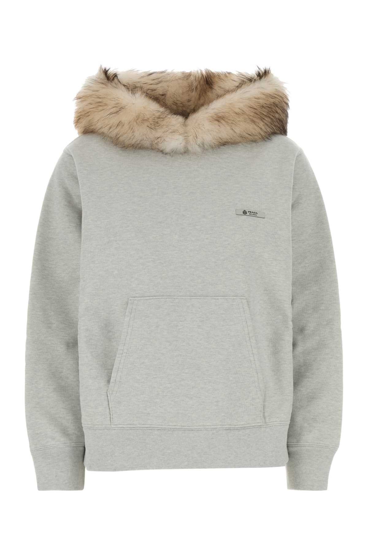 Prada Women Light Grey Cotton Sweatshirt PRADA