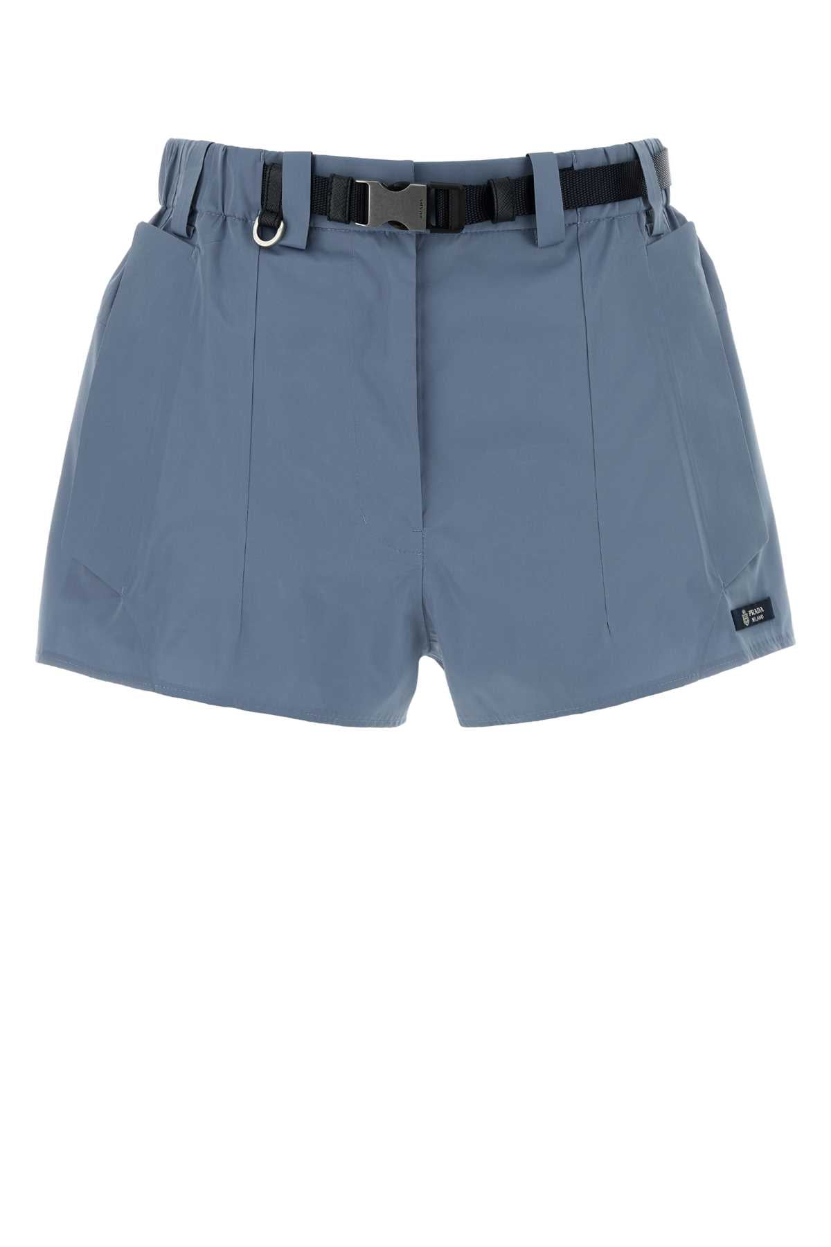 Prada Women Cerulean Blue Canvas Shorts PRADA