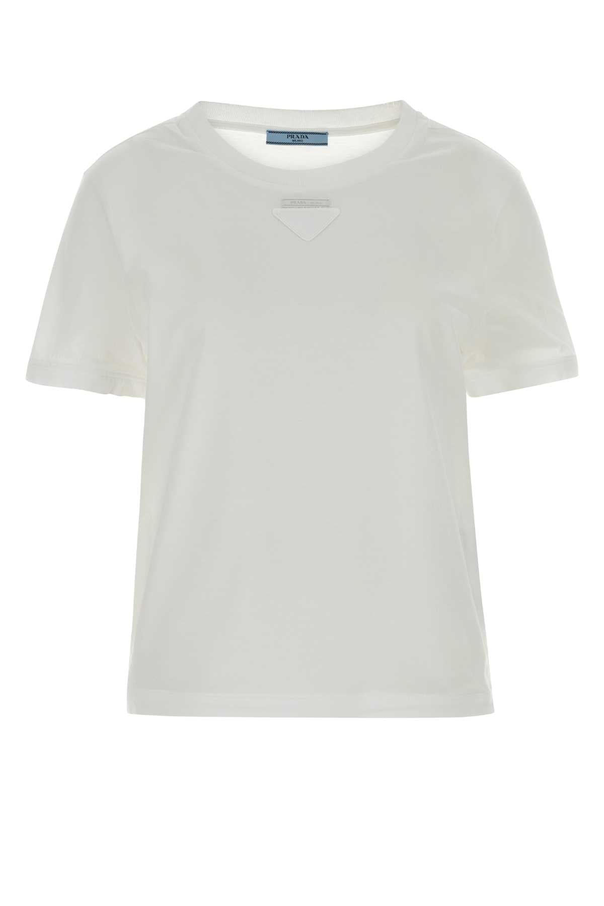 Prada Women White Cotton T-Shirt PRADA