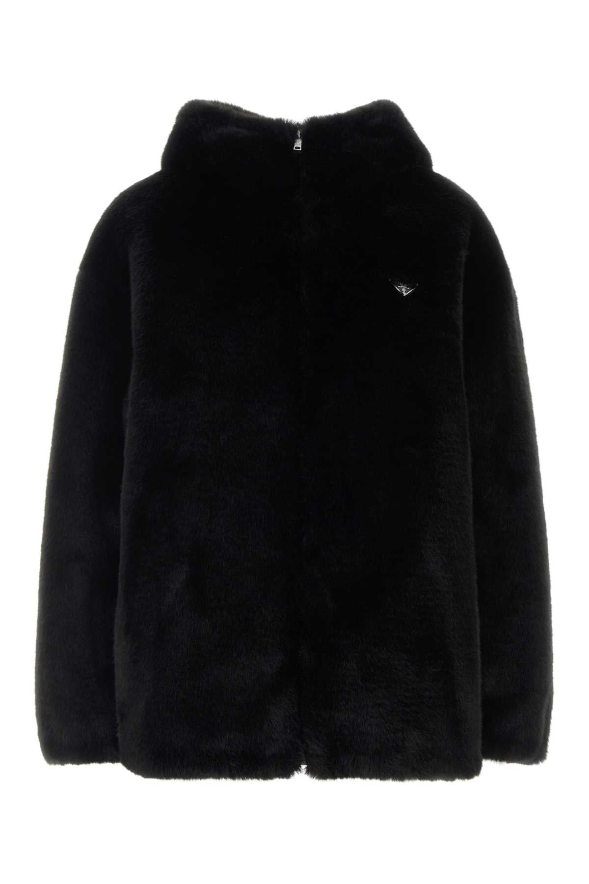 Prada Women Black Eco Fur Reversible Jacket PRADA