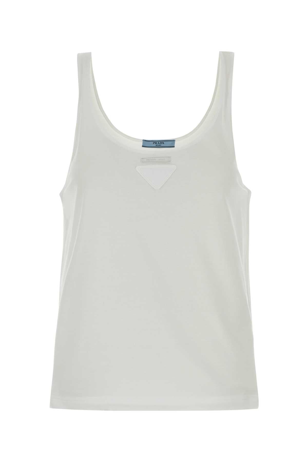 Prada Women White Cotton Tank Top PRADA