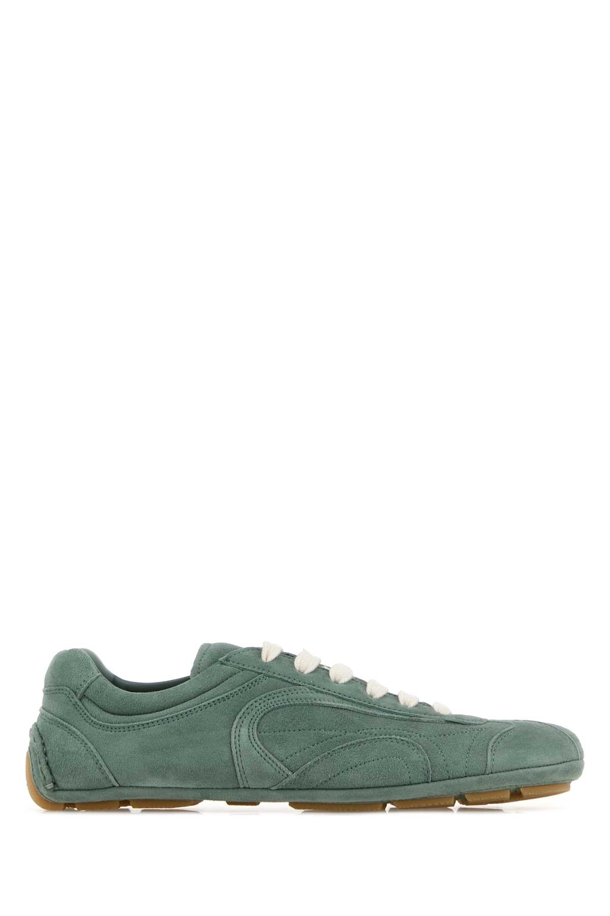 Prada Women Mint Green Suede Montecarlo Sneakers PRADA