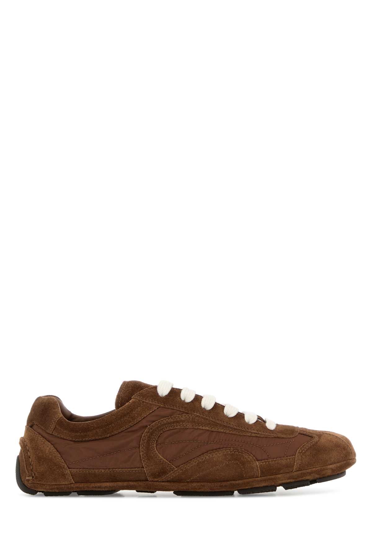 Prada Women Brown Suede And Re-Nylon Montecarlo Re-Edition 2005 Sneakers PRADA