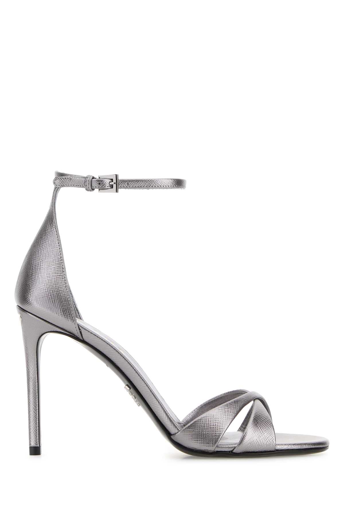 Prada Women Silver Leather Sandals PRADA