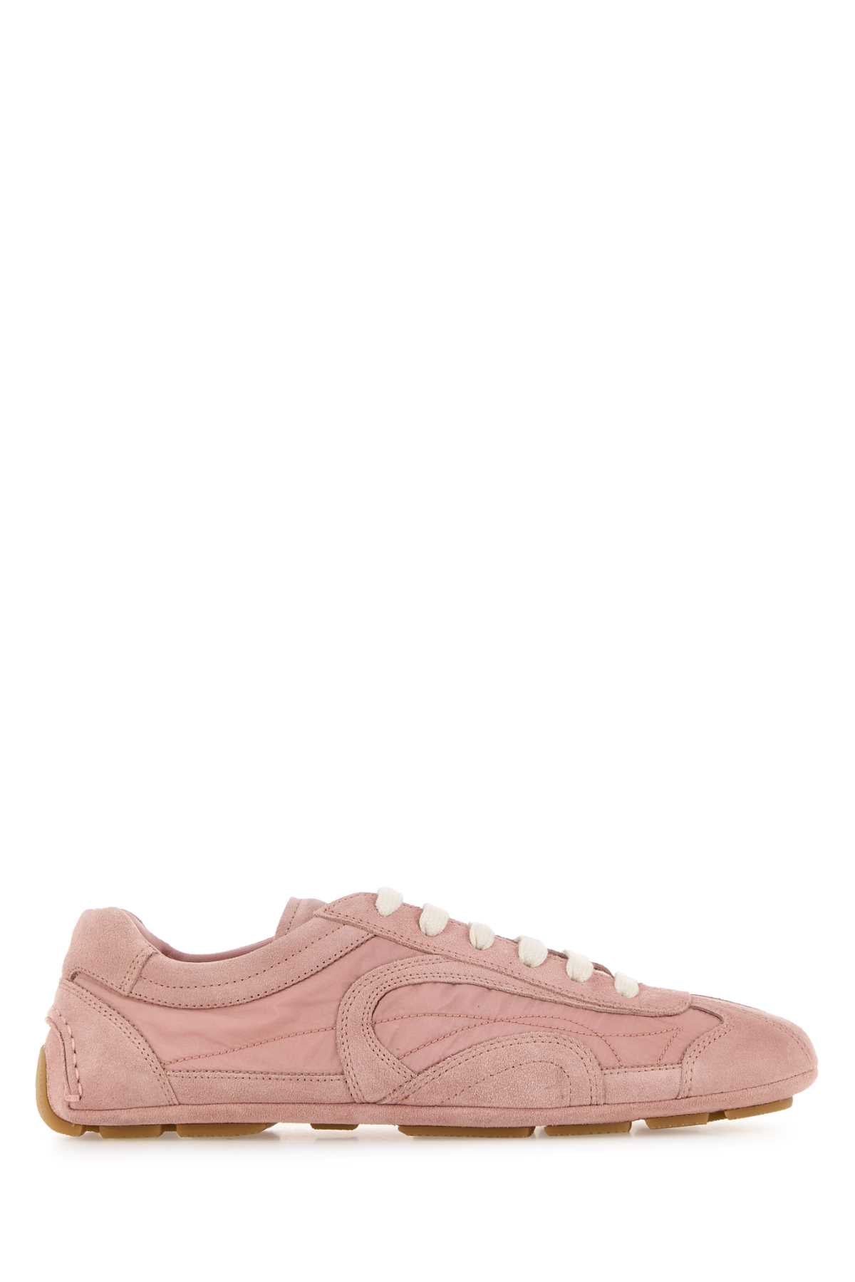 Prada Women Pink Suede And Re-Nylon Montecarlo Re-Edition 2005 Sneakers PRADA