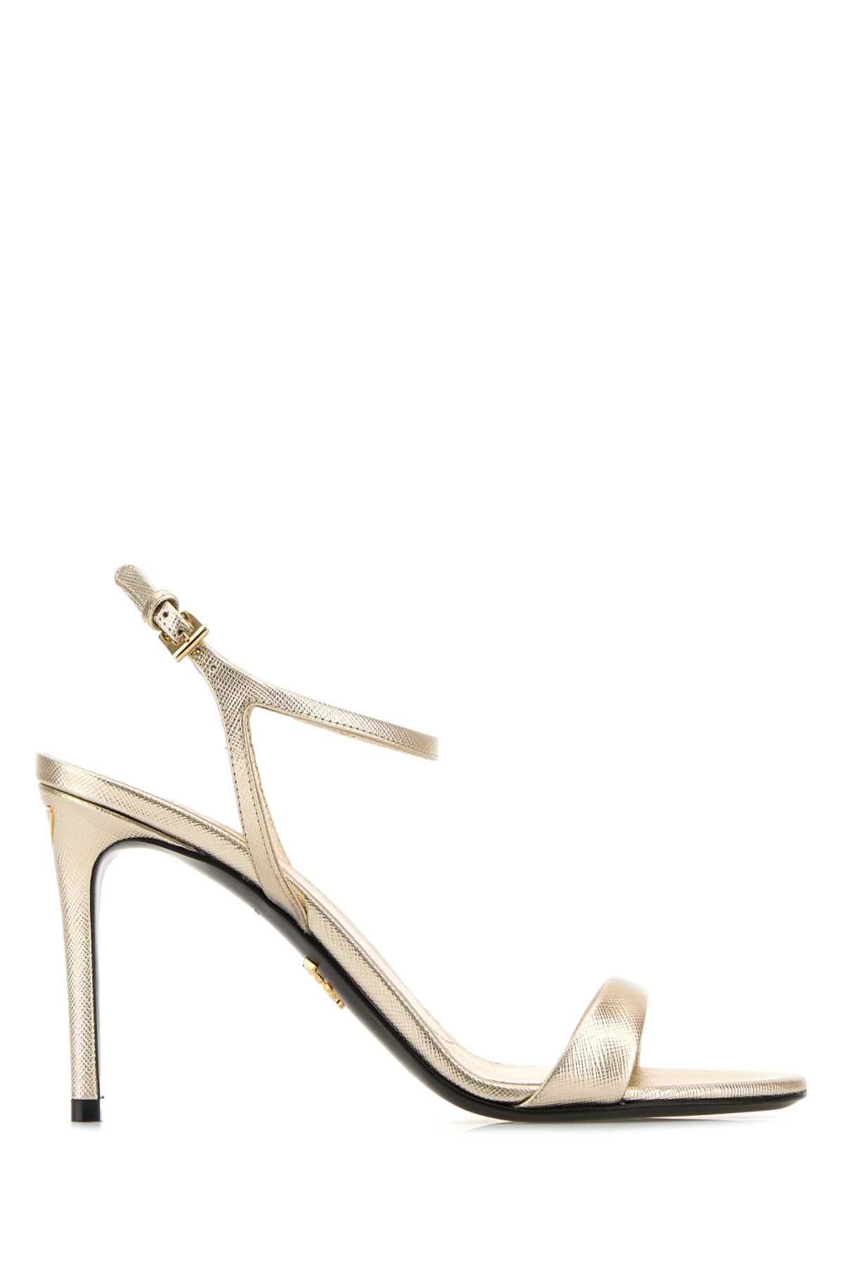 Prada Women Gold Leather Sandals PRADA