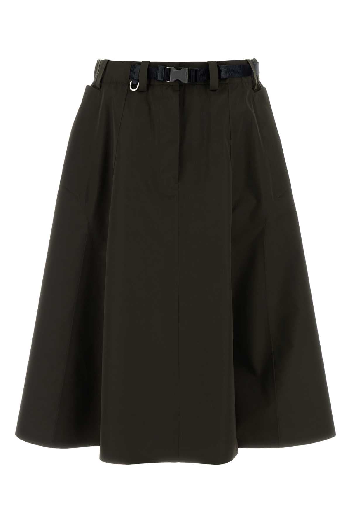 Prada Women Army Green Tech Fabric Skirt PRADA